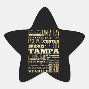Tampa City of Florida State Typografie Kunst Stern-Aufkleber