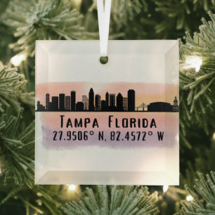 Tampa FL City Skyline Glass Ornament Aus Glas