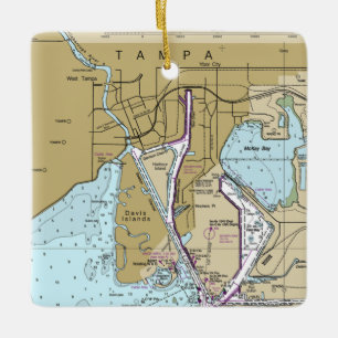 Tampa FL Nautical Chart Keramikornament