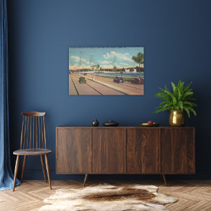 Tampa, FL - Sicht auf Bayshore Blvd, Brücke Leinwanddruck