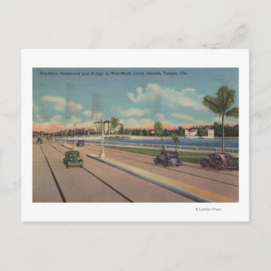 Tampa, FL - Sicht auf Bayshore Blvd, Brücke Postkarte