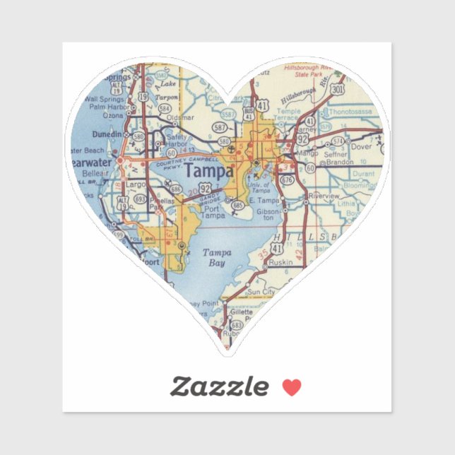 Tampa FL Vintag Map Aufkleber (Blatt)