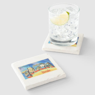 Tampa Florida alte Vintage Reise-Andenken Floridas Steinuntersetzer