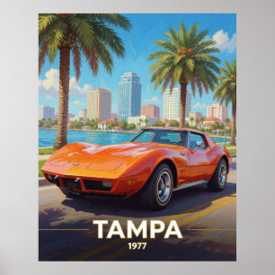 Tampa Florida Küstenautokultur 1977 Poster