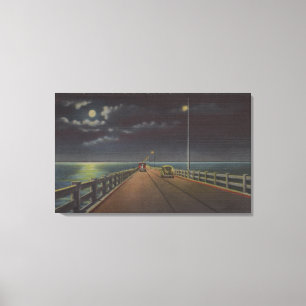 Tampa, Florida - Mondlichtansicht der Gandy-Brücke Leinwanddruck