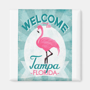 Tampa Florida Pink Flamingo - Vintage Retro-Reise Magnet