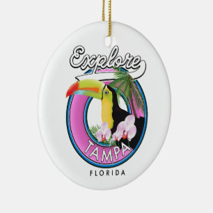 Tampa Florida Retro-Logo entdecken Coffee Tasse Keramik Ornament