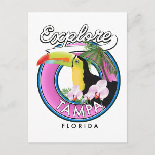 Tampa Florida Retro-Logo entdecken Postkarte