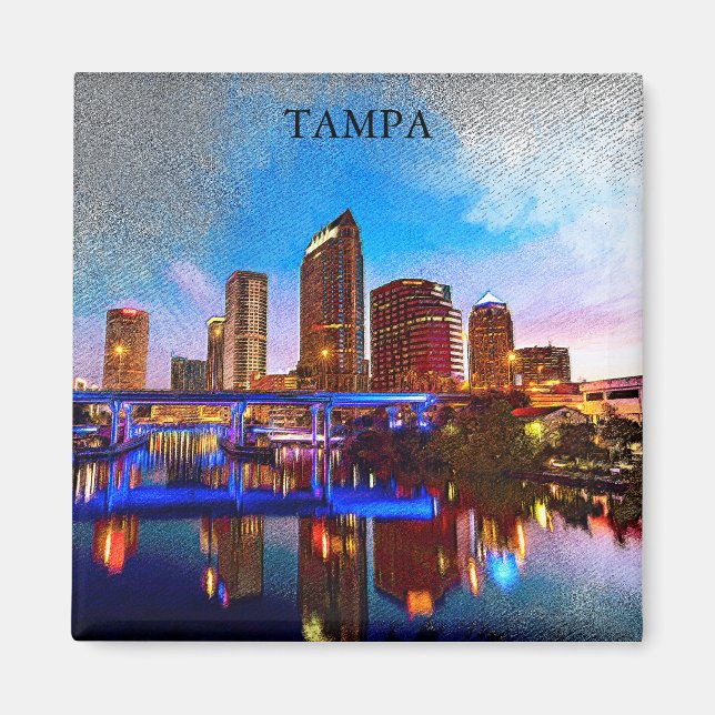 Tampa Florida Retro Vintage Reise Magnet (Vorne)