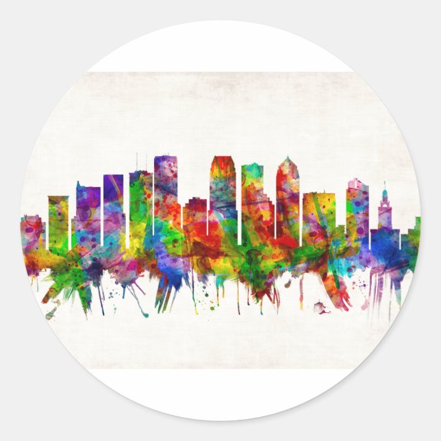 Tampa Florida Skyline Runder Aufkleber (Vorderseite)