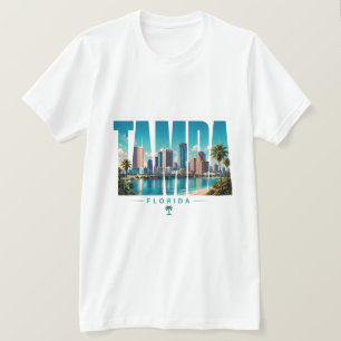 Tampa Florida Skyline Stadtname Küstenreise T-Shirt