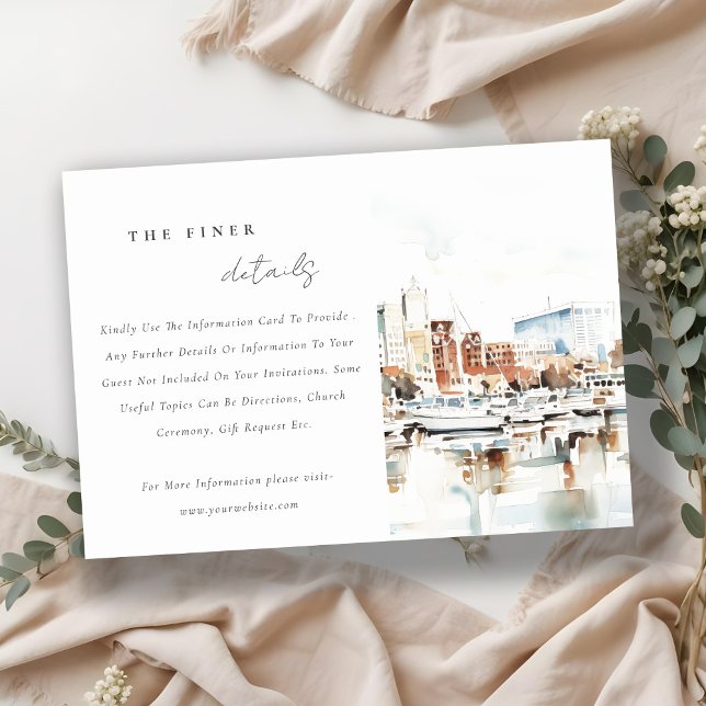Tampa Florida Skyline Watercolor Wedding Details Begleitkarte (Von Creator hochgeladen)