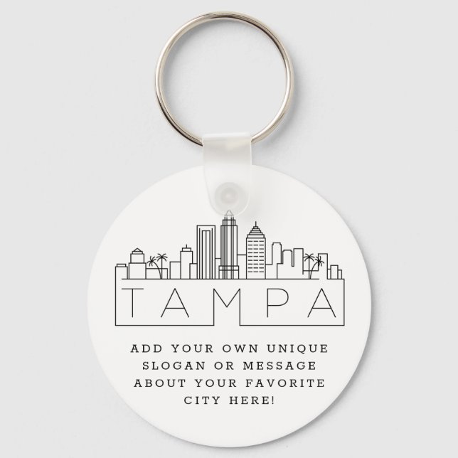 Tampa, Florida Stylized Skyline | Benutzerdefinier Schlüsselanhänger (Vorderseite)