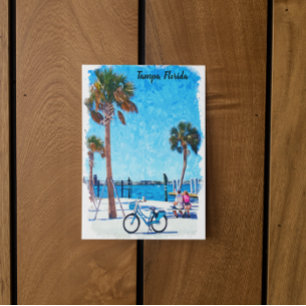 Tampa Florida Summer Watercolor Malerei Postkarte