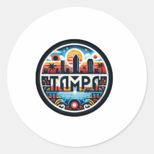 Tampa Florida - Tampa Bay Downtown Skyline F Runder Aufkleber