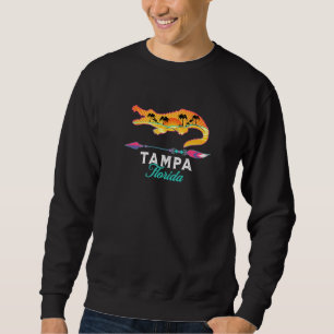 Tampa Florida Usa Alligator Retro Sun Palm Trees S Sweatshirt