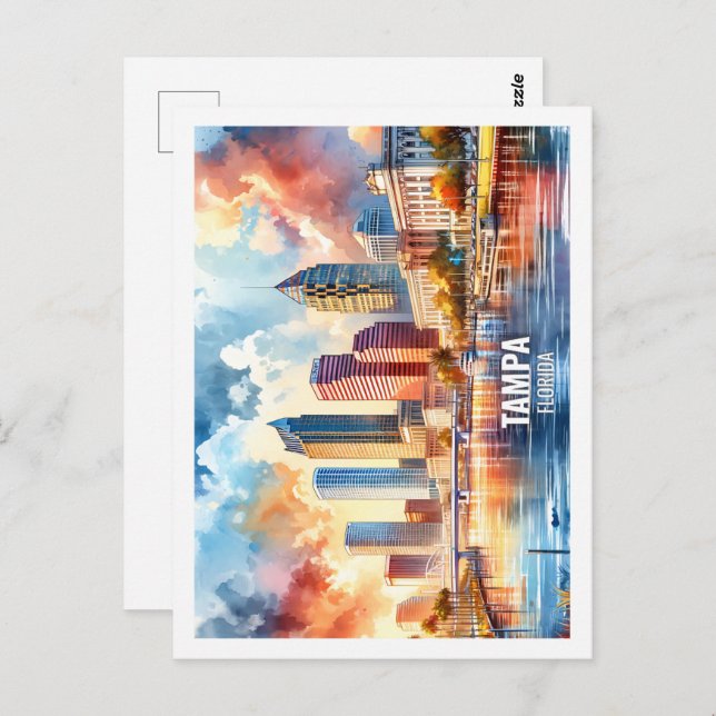 Tampa Florida USA Famous Place Water color Postkarte (Vorne/Hinten)
