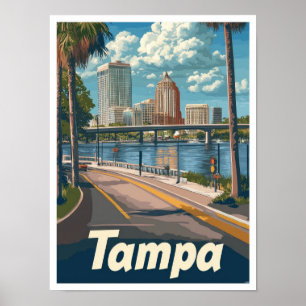 Tampa Florida USA Kunst Vintage Reiseillustration Poster