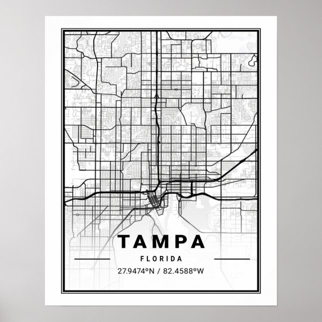 Tampa Florida USA Travel City Map Poster (Vorne)