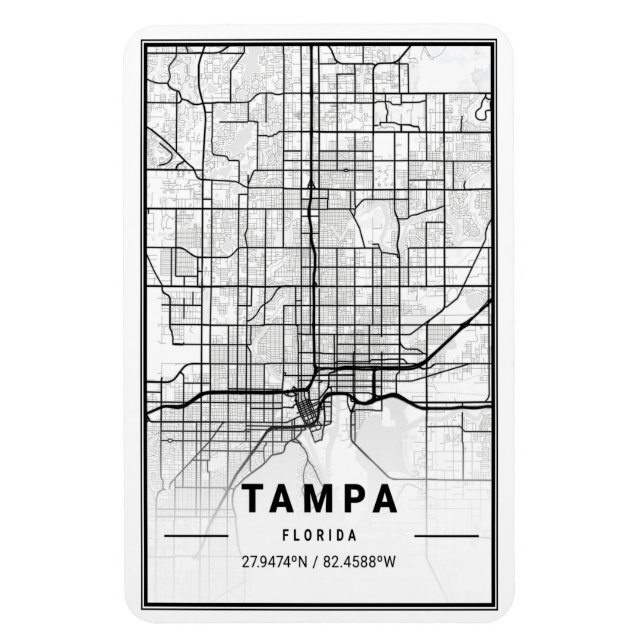 Tampa Florida USA Travel City Map Poster Magnet (Vertikal)