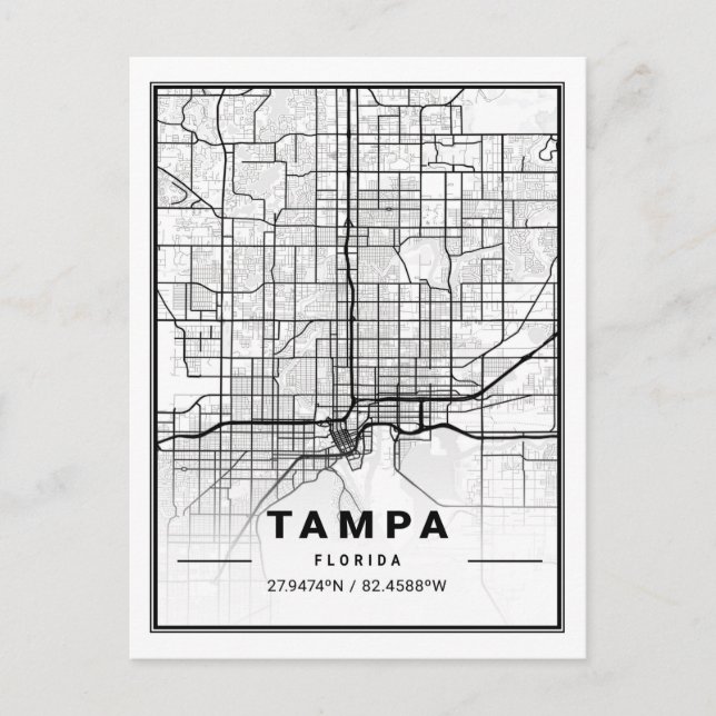 Tampa Florida USA Travel City Map Postkarte (Vorderseite)
