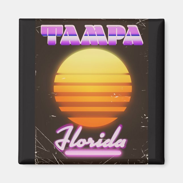 Tampa Florida Vintag 80er Reiseplakat Magnet (Vorne)