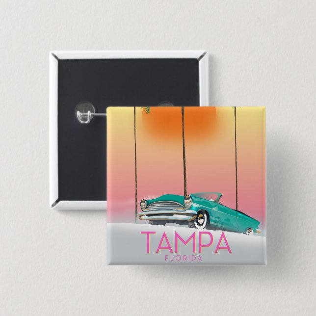 Tampa Florida Vintages Reiseplakat Button (Vorne & Hinten)