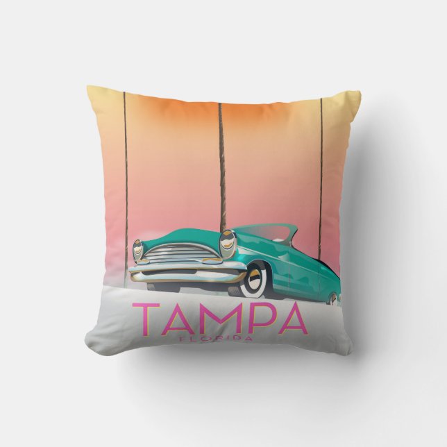 Tampa Florida Vintages Reiseplakat Kissen (Vorderseite)
