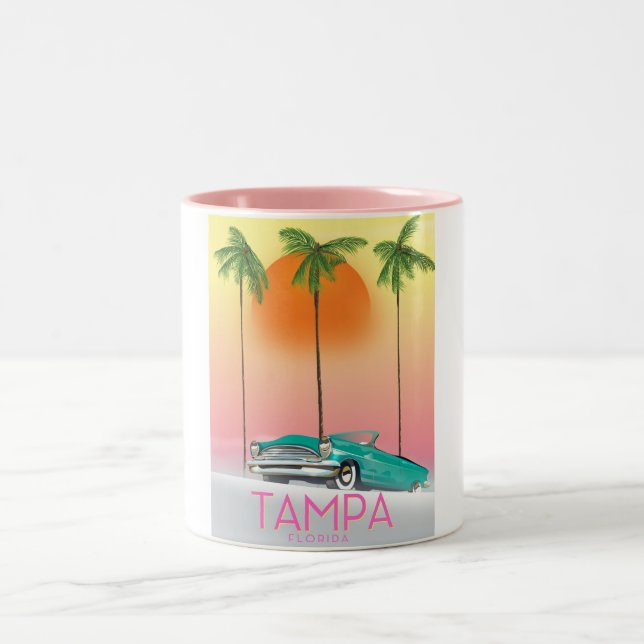 Tampa Florida Vintages Reiseplakat Zweifarbige Tasse (Mittel)
