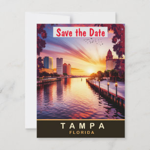 Tampa Florida Waterfront Sonnenuntergangs-Hochzeit Save The Date