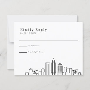 Tampa, Florida Wedding   Stilisierte Skyline-UAWG RSVP Karte