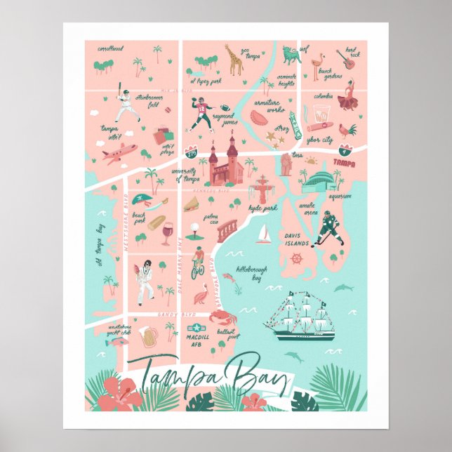 Tampa Map Print 16"x20" Poster (Vorne)