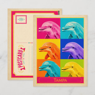 Tampa Postkarte Florida Delfin Vintage Pop Art