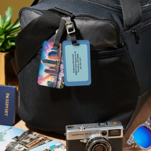 Tampa Skyline Abstrakt Art Gepäckanhänger (Vorderseite & Rückseite)