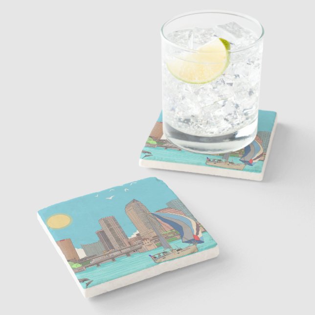 Tampa Skyline Florida USA Steinuntersetzer (Seitenansicht)