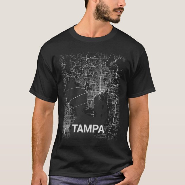 Tampa-Stadtkarte (GROSSDRUCK) T-Shirt (Vorderseite)