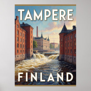 Tampere Finnland Tammerkoski-Stromschnellen Reise Poster