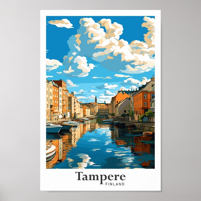 Tampere Finnland Vintage Illustration Poster (Vorne)