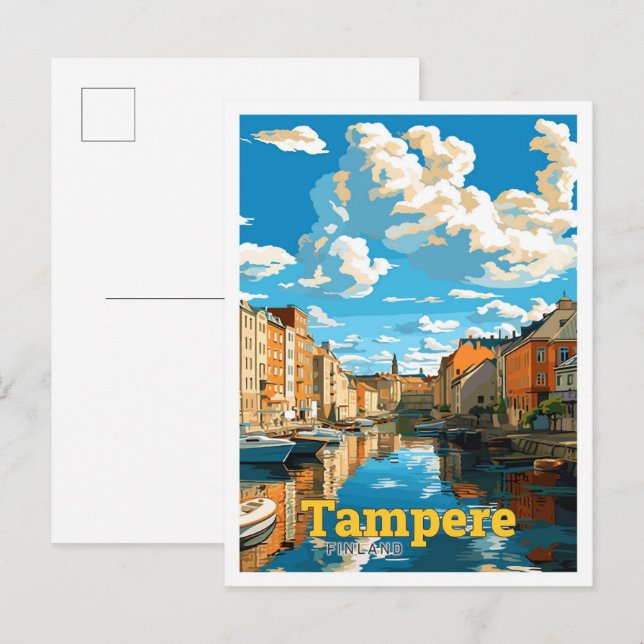 Tampere Finnland Vintage Illustration Postkarte (Vorne/Hinten)