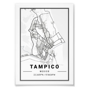 Tampico - Mexiko - Ligte Stadtkarte Fotodruck