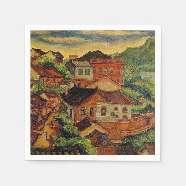 Tamsui & Chen Cheng-Po/Taiwan Vintage Kunst Serviette (Vorderseite)