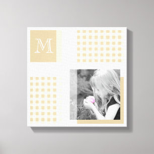 Tan Add your Foto Gingham Modern Brown Monogram Leinwanddruck