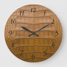 Tan Alligator Pattern-Wohngestaltung Große Wanduhr