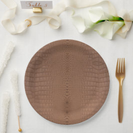 Tan Alligator Textur Print Pappteller