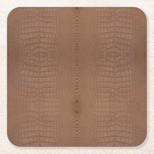 Tan Alligator Textur Print Rechteckiger Pappuntersetzer