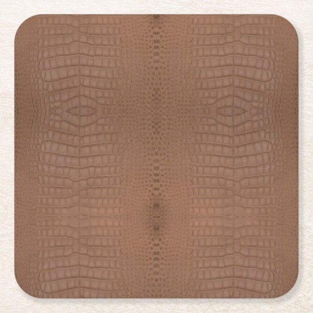 Tan Alligator Textur Print Rechteckiger Pappuntersetzer (Vorderseite)
