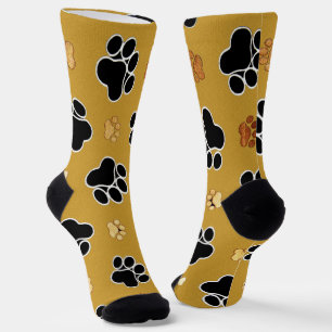 Tan and black paw print on gold background #4 socken