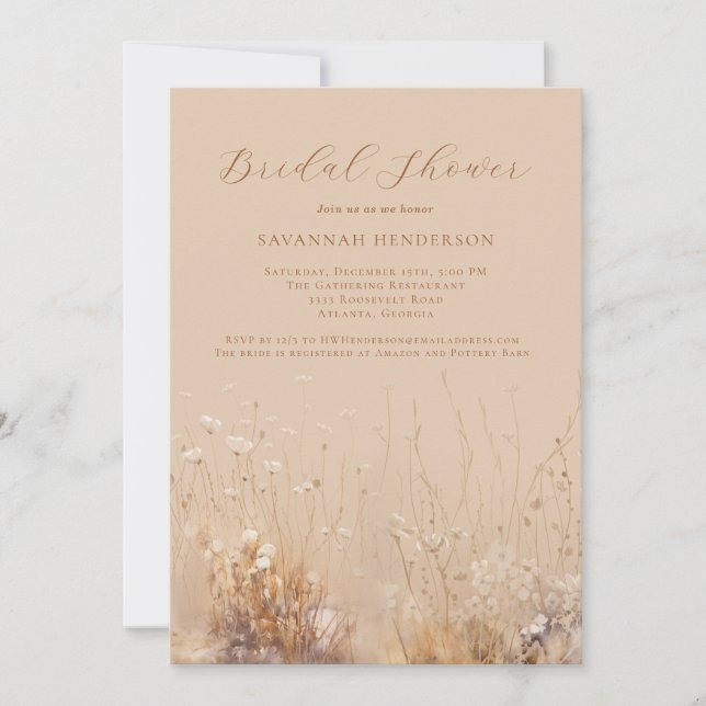 Tan and Cream Neutral Bridal Shower Invitation Einladung (Vorderseite)