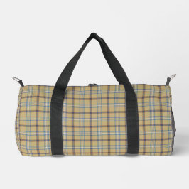 Tan and Wedgewood Blue Plaid Duffle Bag