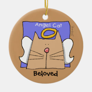 Tan Angel Cat Personalize Keramik Ornament